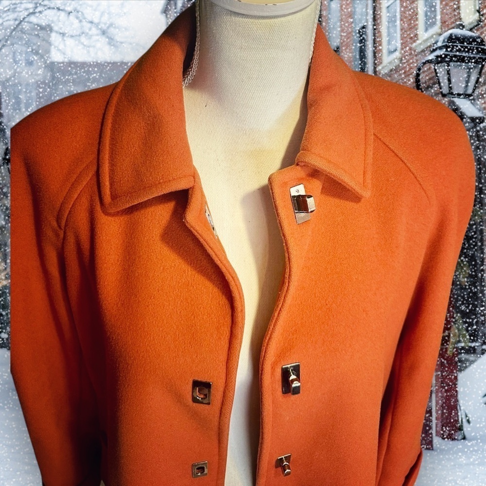 Mackintosh Burnt Orange 100% Wool Winter Coat with Silver Toggle Closure Size M - Picture 5 of 16